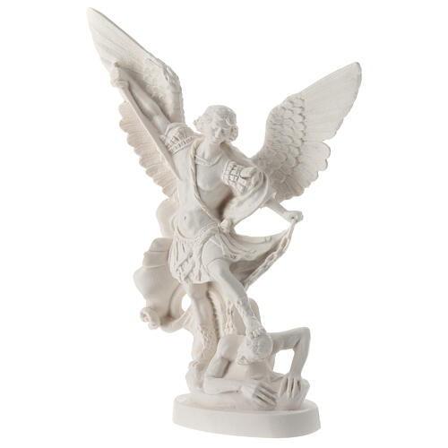 Statue Archange Michel résine blanche 28 cm 3