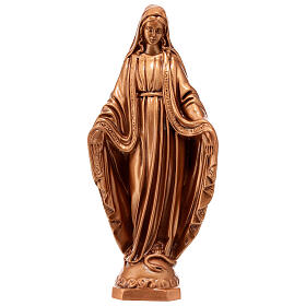 Statue résine couleur bronze Vierge Miraculeuse sur piédestal 30 cm