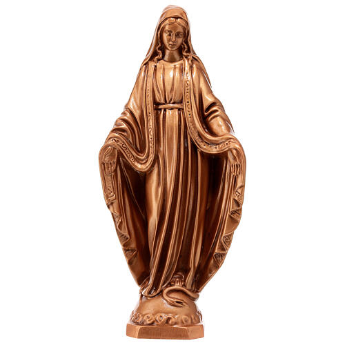 Statue résine couleur bronze Vierge Miraculeuse sur piédestal 30 cm 1