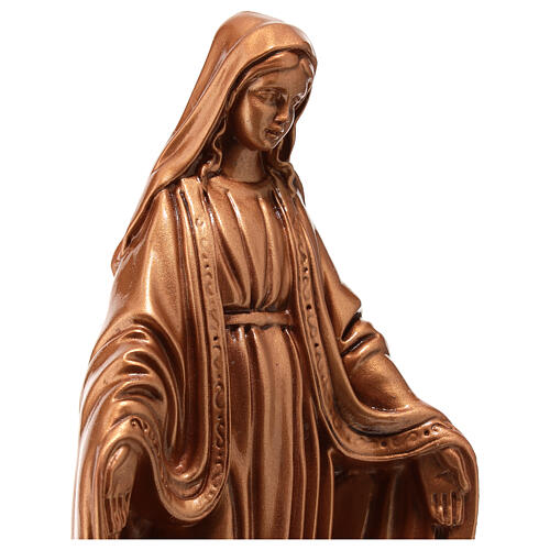 Statue résine couleur bronze Vierge Miraculeuse sur piédestal 30 cm 2
