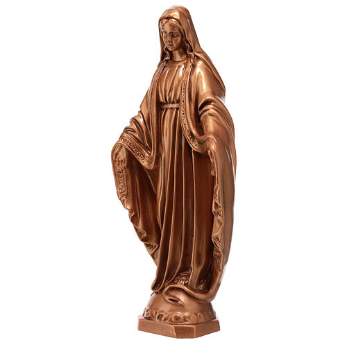 Statue résine couleur bronze Vierge Miraculeuse sur piédestal 30 cm 3