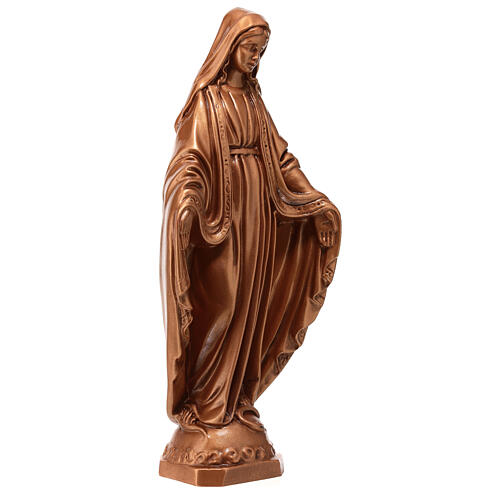 Statue résine couleur bronze Vierge Miraculeuse sur piédestal 30 cm 4