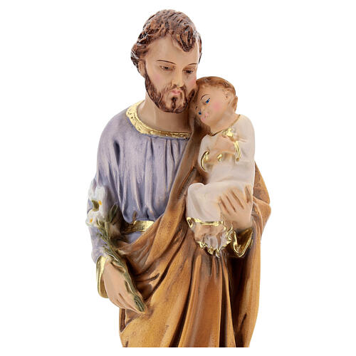 Statue aus Harz von Sankt Joseph mit dem Jesuskind aus Harz, 30 cm 2