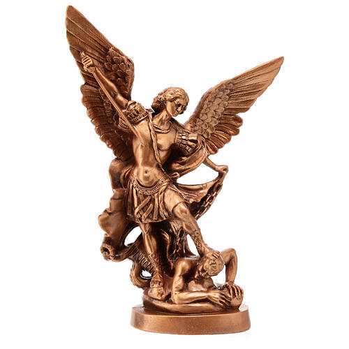 Estatua resina color bronce San Miguel Arcángel 30 cm 1