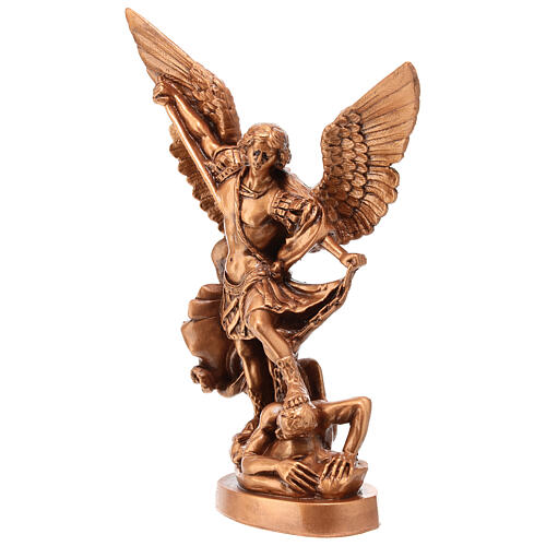 Estatua resina color bronce San Miguel Arcángel 30 cm 3
