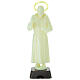 Statue Padre Pio fluorescente avec rose rose et auréole 21 cm s1