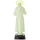 Statue Padre Pio fluorescente avec rose rose et auréole 21 cm s5