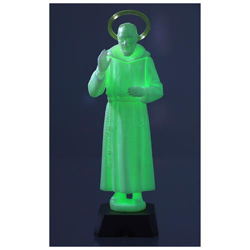 Statue of Padre Pio with phosphorescent halo rose 21 cm 4