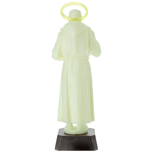 Statue of Padre Pio with phosphorescent halo rose 21 cm 5