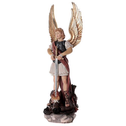 Painted fibreglass statue of Saint Michael with the Devil 20 in 3