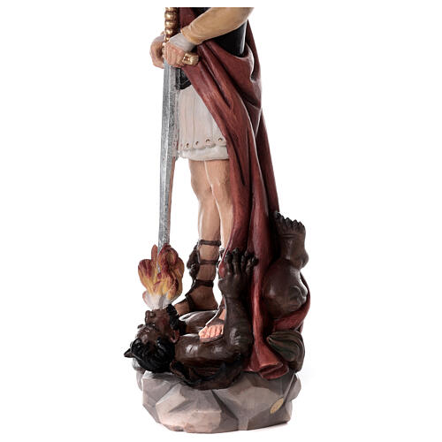Estatua San Miguel y Diablo fibra de vidrio pintada 50 cm 4