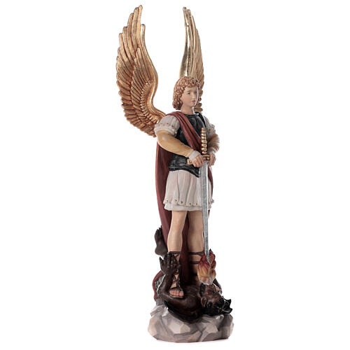 Estatua San Miguel y Diablo fibra de vidrio pintada 50 cm 5