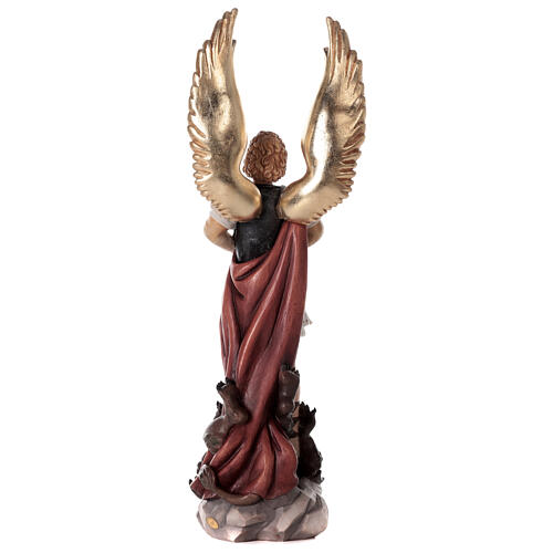Estatua San Miguel y Diablo fibra de vidrio pintada 50 cm 6