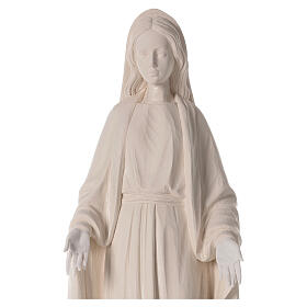 Statue Immaculée Conception fibre de verre blanche effet bois 80 cm