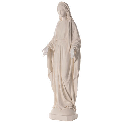 Statua Madonna Immacolata bianca scolpita di legno 80 cm 3