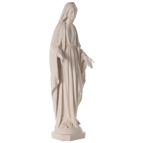 Statua Madonna Immacolata bianca scolpita di legno 80 cm 5