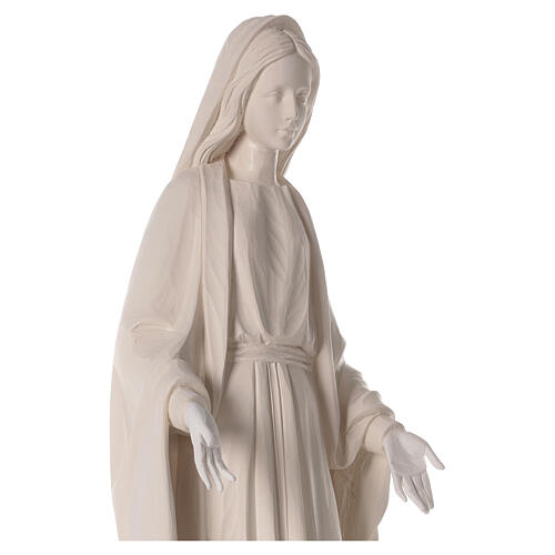 Statua Madonna Immacolata bianca scolpita di legno 80 cm 6