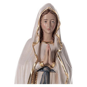 White fibreglass statue of Our Lady of Lourdes, wood finish, 25 in