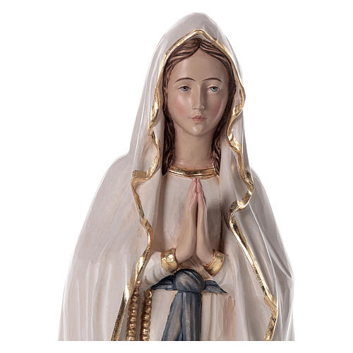 White fibreglass statue of Our Lady of Lourdes, wood finish, 25 in 2