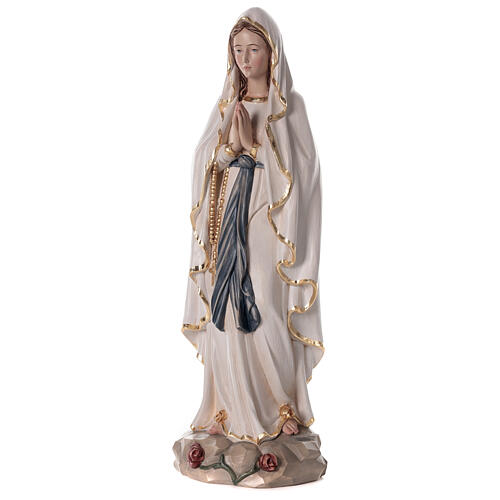 White fibreglass statue of Our Lady of Lourdes, wood finish, 25 in 3