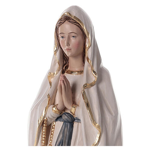 White fibreglass statue of Our Lady of Lourdes, wood finish, 25 in 4