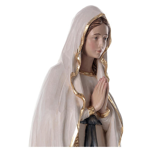 White fibreglass statue of Our Lady of Lourdes, wood finish, 25 in 6