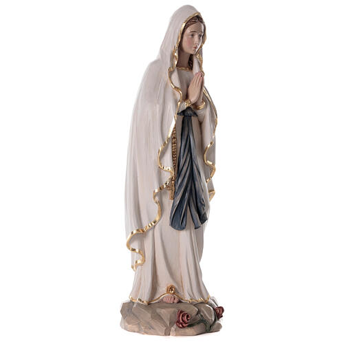 Estatua Virgen Lourdes pintada fibra de vidrio efecto madera 60 cm 5