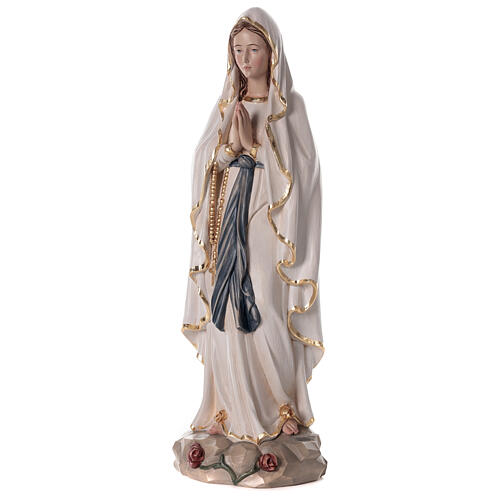 Figura Madonna z Lourdes, malowane włókno szklane, efekt drewna, 60 cm 3