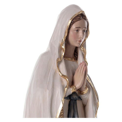 Figura Madonna z Lourdes, malowane włókno szklane, efekt drewna, 60 cm 6