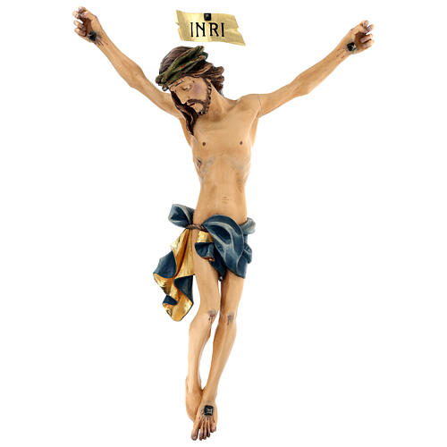 Painted fibreglass statue of the Body of Christ, blue loincloth, 35 in 1