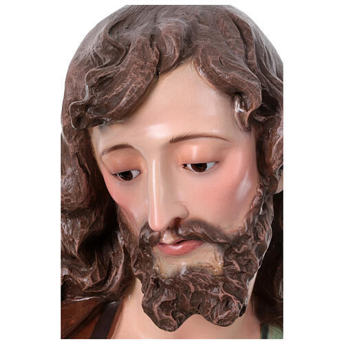 Saint Joseph, fibreglass statue with glass eyes for OUTDOOR Nativity Scene, h 65 in 4