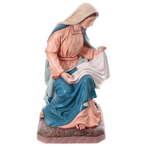 Virgin Mary with glass eyes, fibreglass statue for OUTDOOR Nativity Scene, h 65 in 1