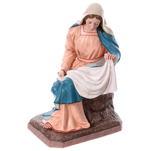 Virgin Mary with glass eyes, fibreglass statue for OUTDOOR Nativity Scene, h 65 in 3