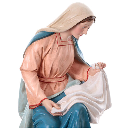 Virgin Mary with glass eyes, fibreglass statue for OUTDOOR Nativity Scene, h 65 in 4