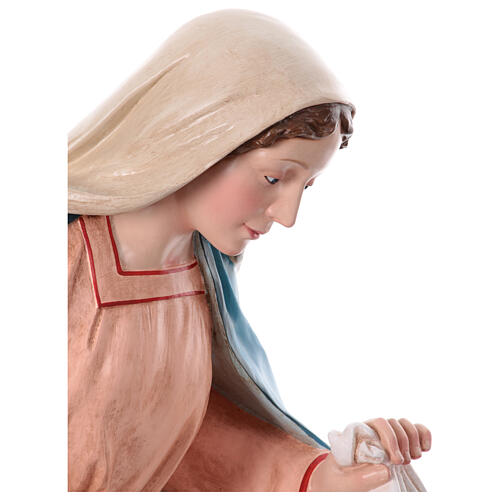 Virgin Mary with glass eyes, fibreglass statue for OUTDOOR Nativity Scene, h 65 in 6