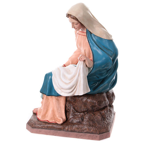 Virgin Mary with glass eyes, fibreglass statue for OUTDOOR Nativity Scene, h 65 in 7