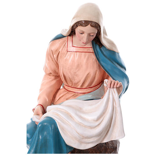 Virgin Mary with glass eyes, fibreglass statue for OUTDOOR Nativity Scene, h 65 in 8