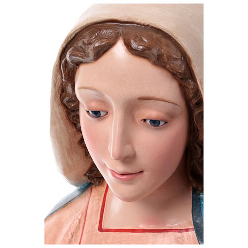 Virgin Mary with glass eyes, fibreglass statue for OUTDOOR Nativity Scene, h 65 in 9
