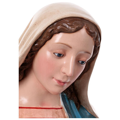 Virgin Mary with glass eyes, fibreglass statue for OUTDOOR Nativity Scene, h 65 in 12