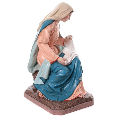 Virgin Mary with glass eyes, fibreglass statue for OUTDOOR Nativity Scene, h 65 in 13