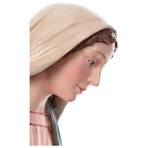 Estatua fibra de vidrio Virgen ojos de vidrio EXTERIOR h 165 cm 14