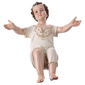 Estatua Niño Jesús ojos de vidrio fibra de vidrio EXTERIOR h 165 cm
