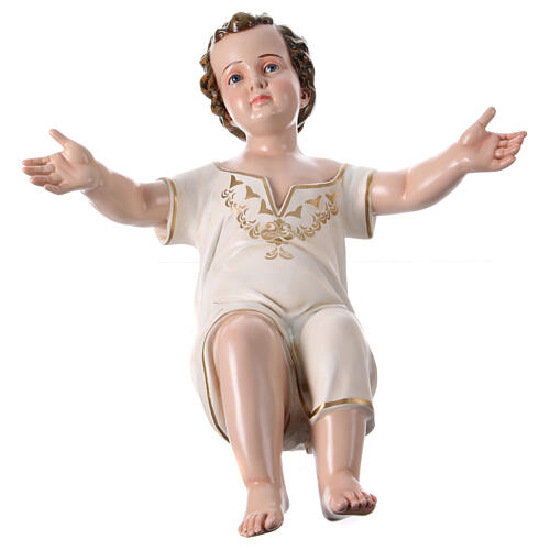 Estatua Niño Jesús ojos de vidrio fibra de vidrio EXTERIOR h 165 cm 1