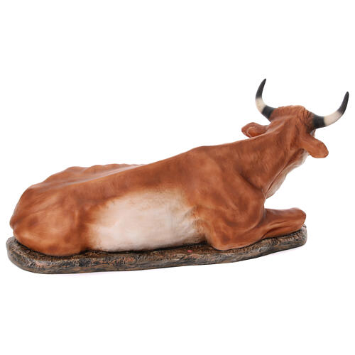 Ox statue for nativity scene OUTDOOR in fiberglass h 165 cm 7