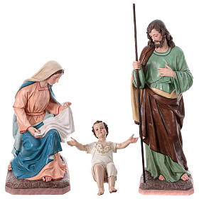 Set crèche Nativité EXTÉRIEUR fibre de verre yeux en verre h 165 cm