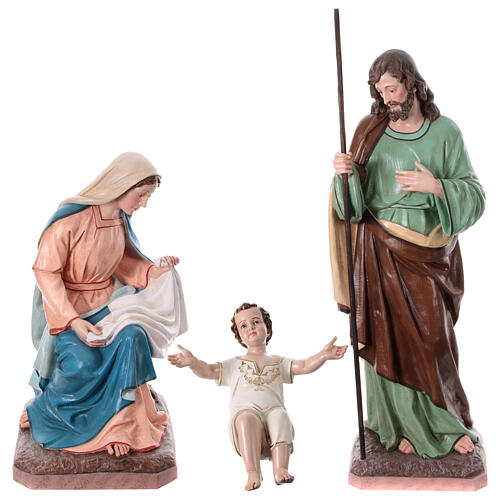 Set crèche Nativité EXTÉRIEUR fibre de verre yeux en verre h 165 cm 1