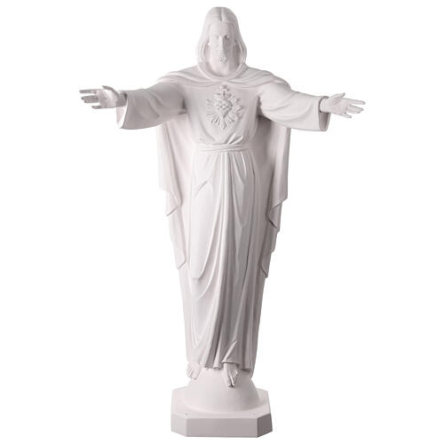 Sagrado Corazón de Jesús brazos abiertos natural 160 cm fibra de vidrio exterior 1