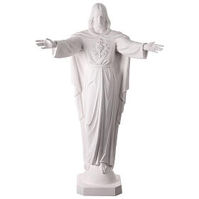 Sagrado Coração de Jesus braços abertos natural 160 cm fibra de vidro exterior