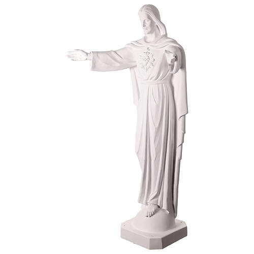 S. Heart of Jesus statue with open arms natural fiberglass 160 cm for outdoors 4