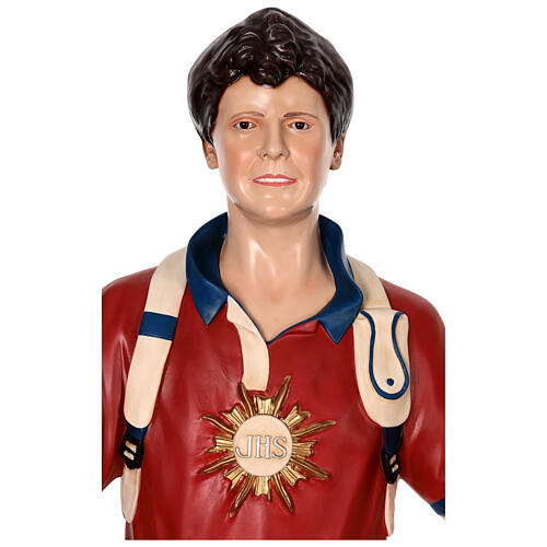 Statue Carlo Acutis aus farbigem Fiberglas 175 cm mit Glasaugen 3